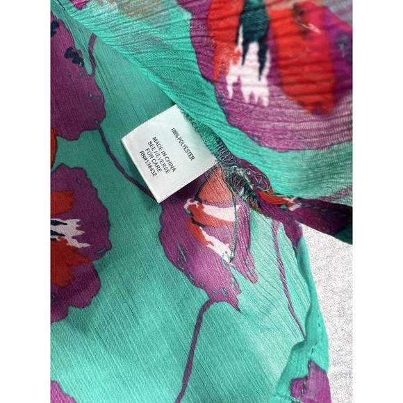 ModCloth Floral Peter Pan Collar Sheer Blouse Green Large retro - Picture 3 of 8